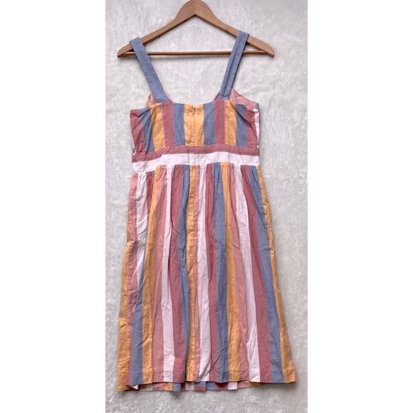 Madewell Tie-Front Cutout Dress in Sherbet Stripe, Size 6 - Picture 9 of 14